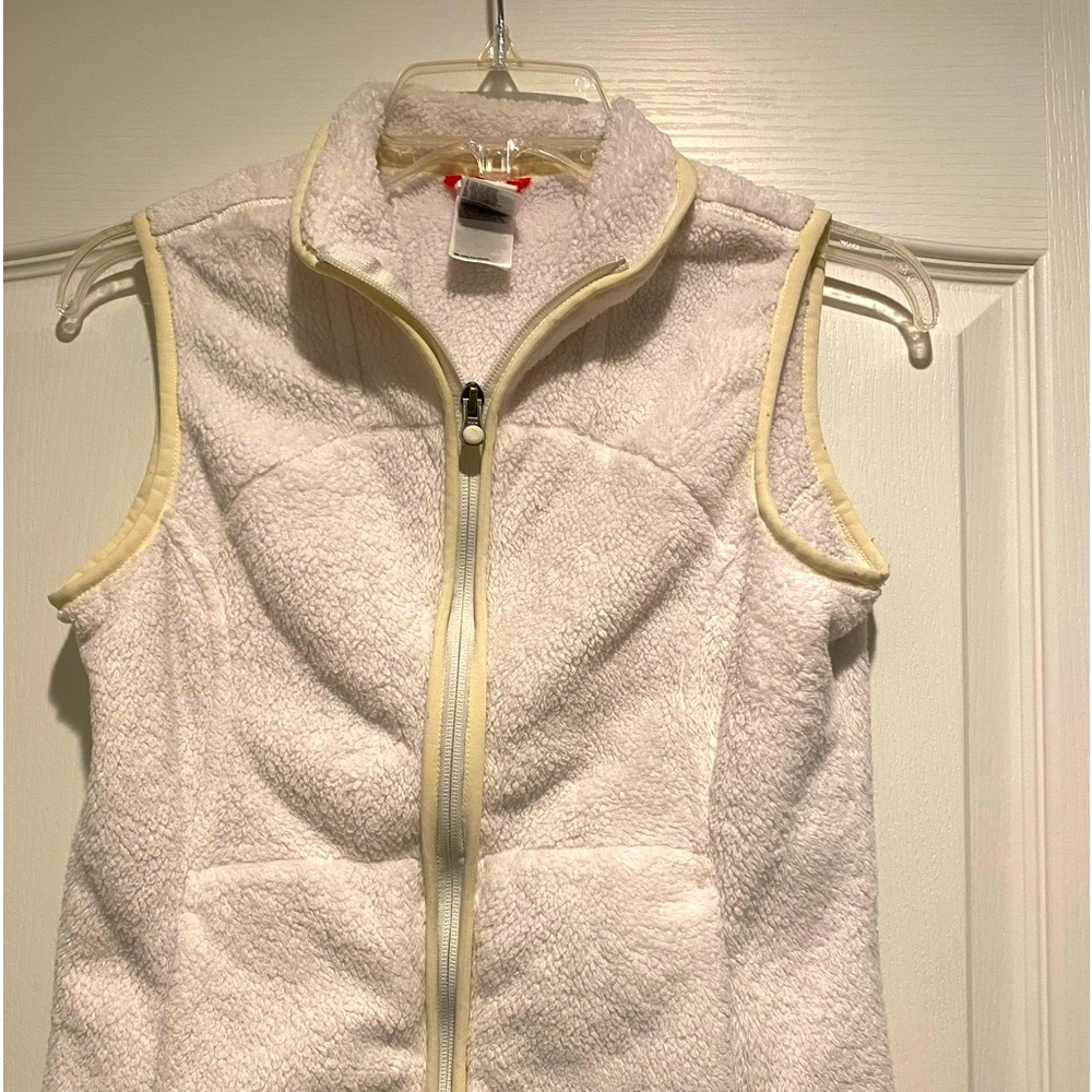 North face white fleece vest size S
